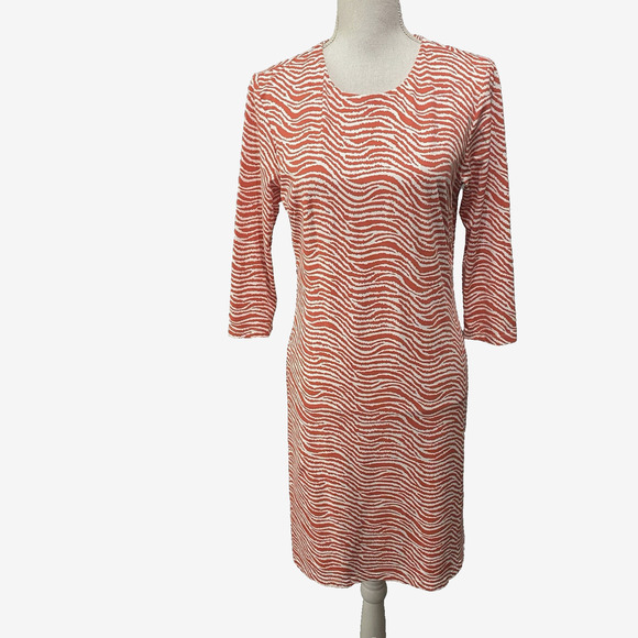 J Mclaughlin Catalina Cloth Dress Womens Sz M Pink White Geometric Shift - Picture 1 of 9